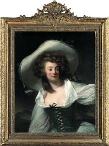 Portrait Of Madame Danloux, Nee Marie-pierrette-antoinette De Saint Redan, In A White Hat And Dress by Henri-Pierre Danloux