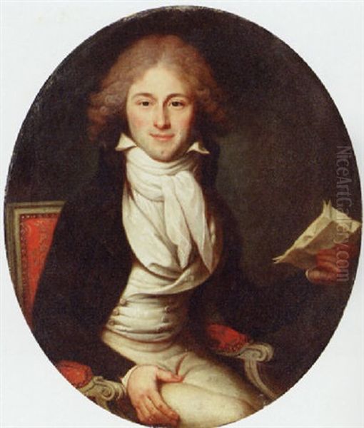 Portrait Of A Young Man Seated In A Chair Reading A Letter - view 1