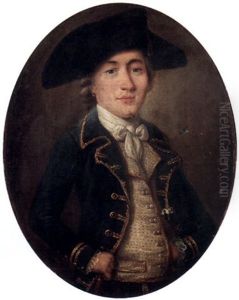 A Portrait Of A Gentleman In A Blue Velvet Jacket With Gold Trim