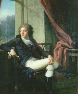 Portrait D'un Jeune Homme Assis Dans Un Interieur, Accoude A La Fenetre by Henri-Pierre Danloux