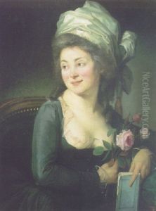 Portrait De Femme Au Livre Et A La Rose
