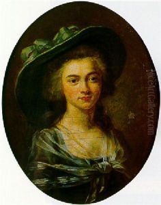 Portrait De Jeune Femme Au Chapeau Bleu