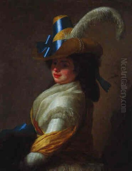Portrait De Femme Au Chapeau A Plume - view 1