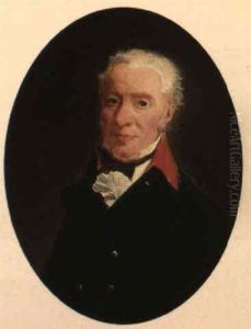 Portrait Of A Gentleman In Blue With A Red Collar