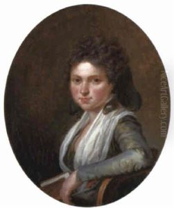 Portrait Of Mademoiselle De Richmont Holding A Book by Henri-Pierre Danloux