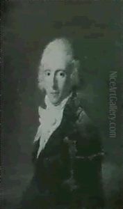 Portrait Of A Gentleman, Half Length, Wearing A Red Spotted Waistcoat, White Cravat And Dark Coat by Henri-Pierre Danloux