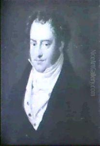 Portrait Of A Gentleman, Bust Length In A White Shirt And   Stock With A Yellow Waistcoat And Blue Coat