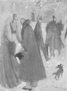 Passanten Im Schnee