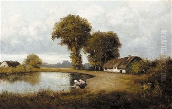 Wascherinnen Am Teich - view 1