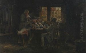A Game Of Cards by Leon Marie Constant Dansaert