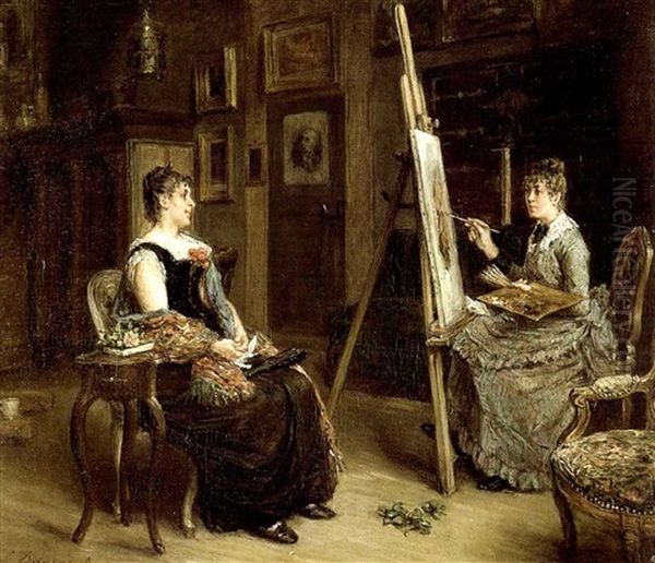 Jeune Artiste Et Son Modele Dans L'atelier - view 1