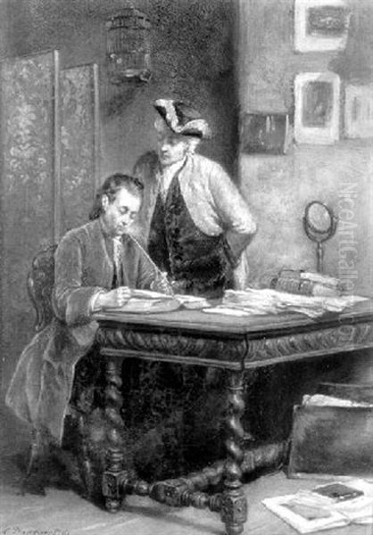 Deux Hommes Dans Un Cabinet De Travail - view 1