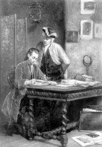 Deux Hommes Dans Un Cabinet De Travail by Leon Marie Constant Dansaert