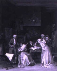 At The Artist's Studio by Leon Marie Constant Dansaert