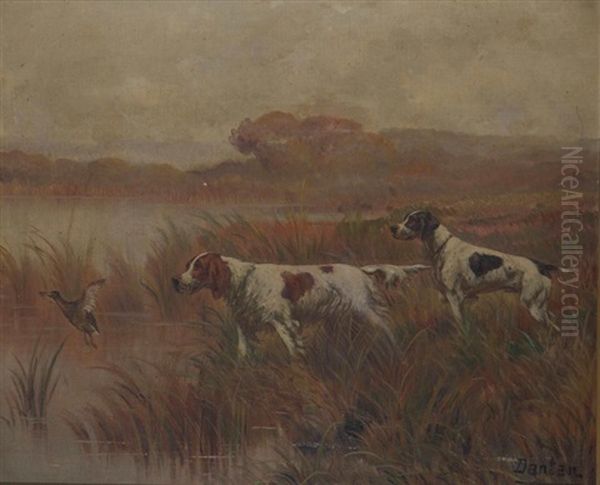 Chiens De Chasse Levant Un Faisan Et Un Canard (pair) - view 1