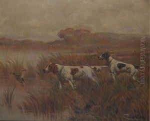 Chiens De Chasse Levant Un Faisan Et Un Canard (pair) by Edouard Dantan