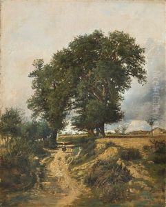 Landschaft Mit Bauerin Auf Einem Weg by Victor-Marie-Felix Danvin