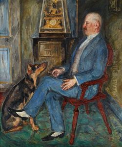 Interior Med Herre Och Hund by Nils Dardel