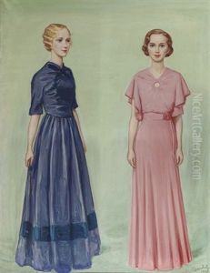 Tva Flickor: Margit And Vibeke Trolle by Nils Dardel