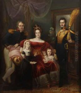 Retrato De La Familia De Don Gaspar Soliveres, De Cuerpo Entero, En Un Salon by Jose Aparicio Inglada