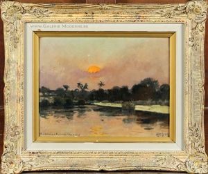 Soleil Couchant A Lualaba by Leon Dardenne