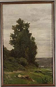 Landskap Med Gronskande Trad by Leon Dardenne
