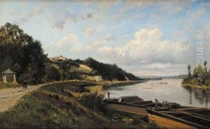 Bords De Seine Au Coudray Pres Corbeil by Louis Emile Dardoize