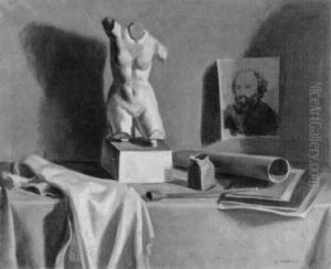 Stilleben Mit Antikem Torso Und Cezanne-bildnis by Georges Darel