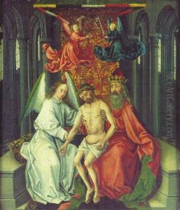 Le Christ Soutenu Par Un Ange Et Dieu Le Pere by Jacques Daret
