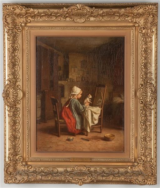 Young Girl With Kitten - view 1