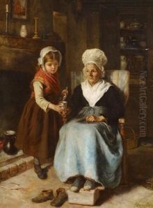 Die Enkeltochter Bei Der Grosmutter by Andre Henri Dargelas