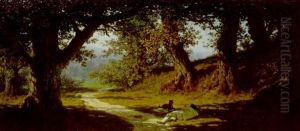 Le Repos Des Promeneurs Sous Les Futaies by Jean Edouard Yan Dargent