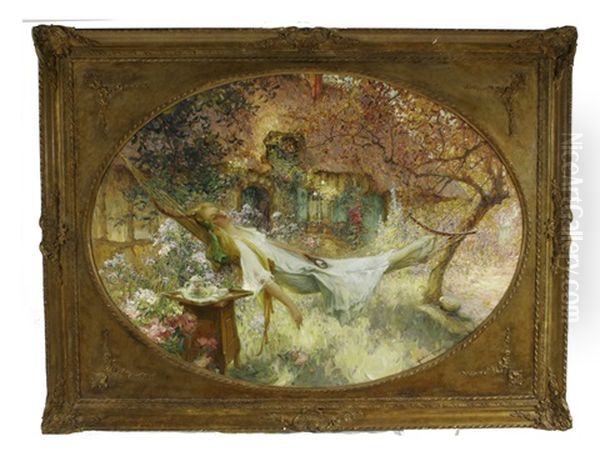 Woman Reclining In A Garden - view 1