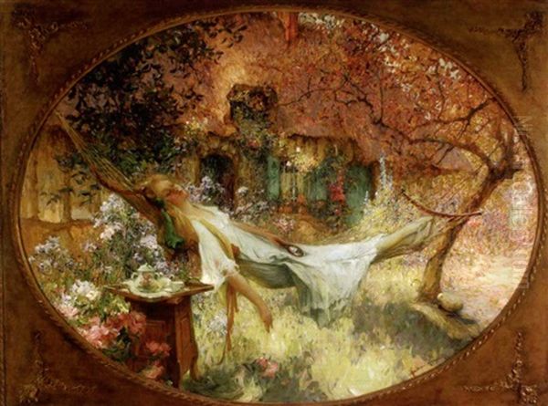 Woman Reclining In A Garden - view 1