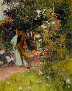 Les Amoureux Se Promenant Dans Le Jardin by Henri Gaston Darien