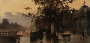Paris, Les Quais Et L'hotel De Salm Avec Les Ruines Du Batiment Precedant ... by Henri Gaston Darien
