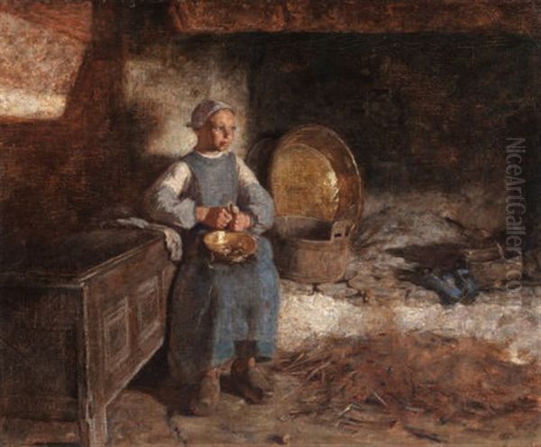 Dutch Girl Peeling Potatoes - view 1