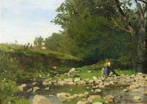 Young Shepherdess At The Creek