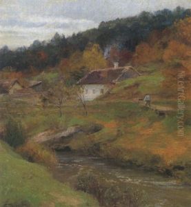 Herbstlandschaft Mit Bauernhaus Herbstlandschaft Mit Bauernhaus