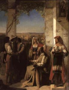 Le Veil Homme Et Ses Enfants by Stanislas Henri Benoit Darondeau