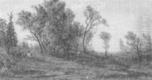 Mother And Child Walking Through A Field by Ann Sophia Towne Darrah