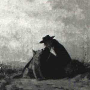 Schafer Mit Seinem Hund by Ludwig Dasio