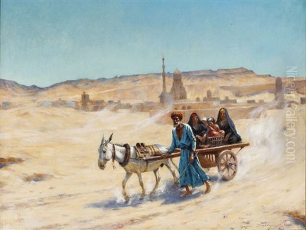 Famille Aux Abords D'une Ville Dans Le Desert - view 1