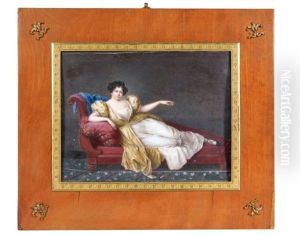 Jeune Femme Campee Sur Une Meridienne by Amelie Daubigny
