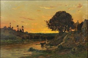 Lavandieres Au Bord De L'oise by Charles Daubigny