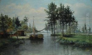 Barcone Sul Fiume by Charles-Francois Daubigny