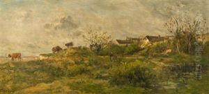 Vaches Au Paturage A Villerville by Charles-Francois Daubigny
