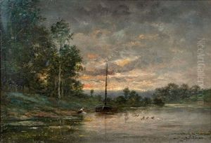 Abend Am Flus by Charles-Francois Daubigny