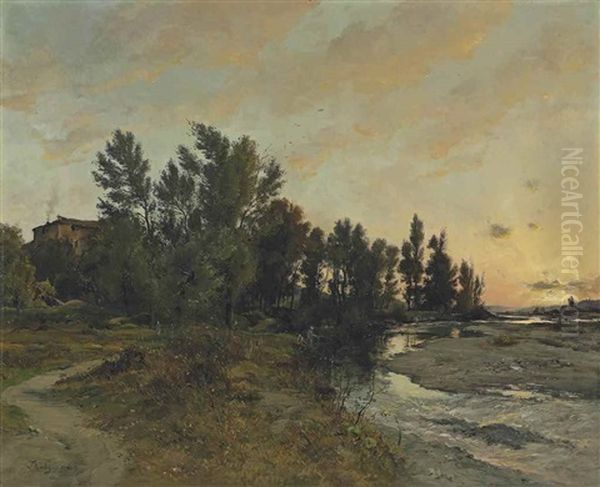 Sunset Near Fontainebleau - view 1