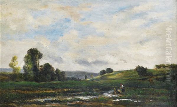 Deux Lavandieres A La Riviere - view 1